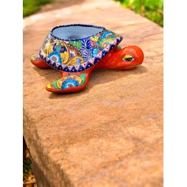 Large Talavera Turtle Planter Maceta – Handmade 17” Mexican Pottery – Colorful Garden Decor – Vibrant Ceramic Planter