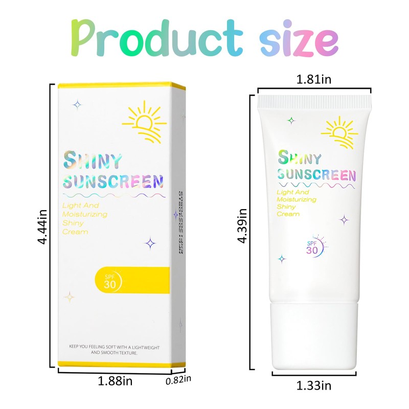 Prreal Sunscreen SPF 30 Glitter Sunscreen Pearlescent Brightening Shimmer Sunscreen,