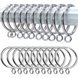TA-VIGOR 24Pcs Metal Curtain Rings, 25mm Internal Diameter Drapery Ring, Drape Sliding Eyelet Rings, Hanging Rings for Curtain Poles Drapery Pole Ring, Silver