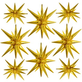 TONIFUL 8 Pcs Gold Star Foil Balloons Large Star Balloons Gold Explosion Star Mylar Balloons for Party Backdrop Christmas New Year Birthday Wedding Anniversary Photo Booth Supplies