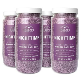 Village Naturals 빌리지 내추럴 테라피 야간 농축 미네랄 배스 소크, 20온스, 4팩 Village Natural Therapy Overnight Mineral Bath Soak, 20oz, 4 Pack [Lavender]