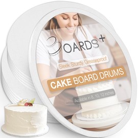 BOARDS+ 1/4" Thick Cake Drums 10 & 12 Inch (2 Sizes, 10 Pack Total) | 0.25" CakeBoard Rounds Fully Greaseproof | Sturdy, Seamless & Greaseproof Circles For Presenting Heavy Cakes