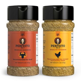Brazilian Gourmet Seasoning Set for Meat & Poultry - 2 Units – Fresh Garlic, Gluten-Free Blend, Sugar Free, No Preservatives, Premium, Rich Flavor, PERFEITO NO.1 and NO.2