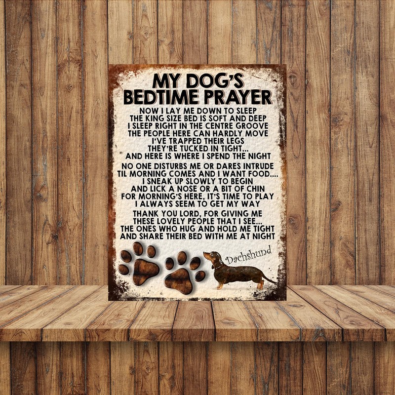 MY DOG'S BEDTIME PRAYER RETRO STYLE METAL TIN SIGN/PLAQUE (DACHSHUND)