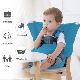 Vine Easy Seat Portable Travel High Chair | Adjustable, Safety, Washable | Toddler High Chair Seat Cover | Convenient Cloth Travel High Chair Fits in Your Handbag (Blue)