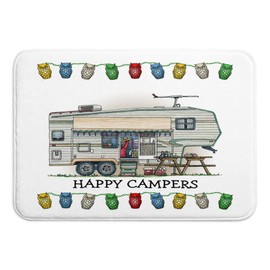 SPXUBZ Cute Rv Vintage Fifth Wheel Camper Travel Trailer Doormat Non Slip Entrance Rug Outdoor/Indoor Durable and Waterproof Machine Washable Door mat Size:18x30 inch