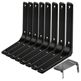 8 pcs Shelf Bracket , Triangle Support Wall Hanging,Space-Saving DIY Triangular Corner Brace Angle Brackets (Matte Black, 150mm x 125mm)