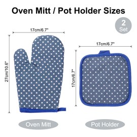 sourcing map 4 Pcs Oven Mitts and Pot Holders, 10.6 Inch Non-Slip Oven Gloves and Hot Pads for Cooking Grilling BBQ Picnic, Blue