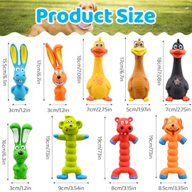 9 Pack Squeaky Latex Dog Toys, 7 Inch Rubber Dog Toys with Interactive Squeaker, Soft Latex Dog Chew Toys Standing Stick Interactive Play Toy for Small Medium Dogs Pet Animals