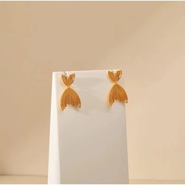 Sonateomber Small Gold Mermaid Fishtail Drop Dangle Statement Earrings For Women - Cute Retro Dome Stud Fish Tail Dangly Summer Party Prom Jewelry Friends Gift