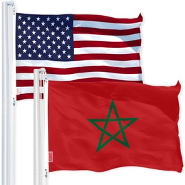 USA American & Morocco Moroccan Flags 3x5 FT Combo Printed 150D Polyester By G128