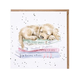 Cute A Pups Life Birthday Card – Sleeping Puppy Dog Wrendale Blank Greeting Card