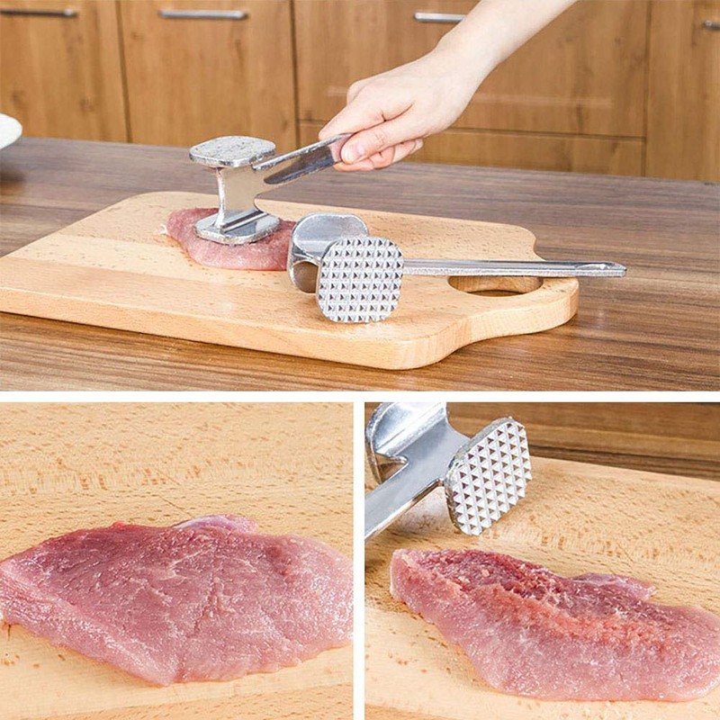 RetroFun Meat Tenderiser Hammer Double Sided Offset Spike Flat Surface