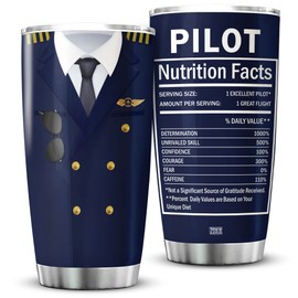 ZOXIX Pilot Nutrition Facts Tumbler With Lid 20oz Aviation Pilot Gifts For Men Stainless Steel Travel Cup Vacuum Insulation Mug For Him Birthday Present For Pilots Captain Gift