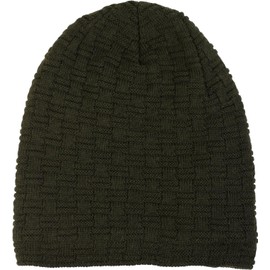 styleBREAKER Warming Braided Pattern fine Knit Slouch Beanie with an Ultra Soft Fleece Lining, Unisex 04024058, Colour:Dark fir Green