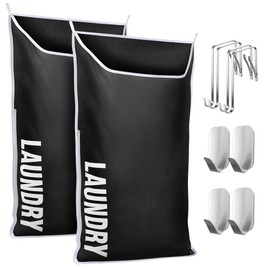 DONAQ Hanging Laundry Hamper Bag XL 40x22", Space Saving over the Door Storage Bags, Behind the Door Hampers for Dirty Clothes & Wall Mounted Basket for Bathroom, Organizer for Small Room Spaces RV