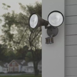 Patriot Lighting Dualux Bronze Dual Head Motion Sensor Wall Mount Outdoor Security Flood Light