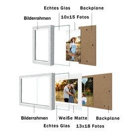 Triple Photo Frame Multiple for 3 Photos 10 x 15 and 13 x 18 Photos Grey