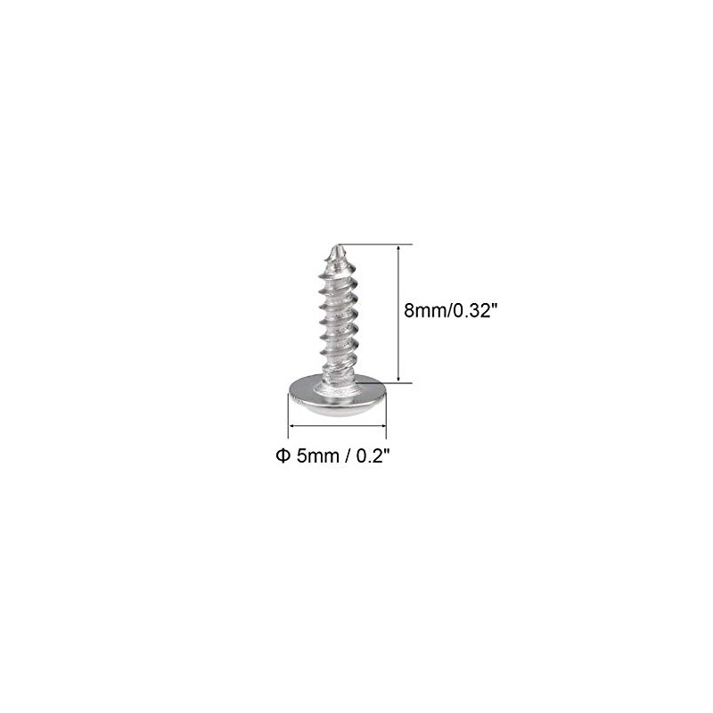 sourcing map 2x8mm Self Tapping Screws Phillips Pan Head with