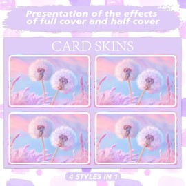 Peacoblue Bank Card Sticker Colorful Dandelion and Fantasy Plant Credit Debit Card Custom Skin Cover Protector, 4 styles Scratch-Proof and Attractive Decal for Most Popular EBT Transportation Key Card