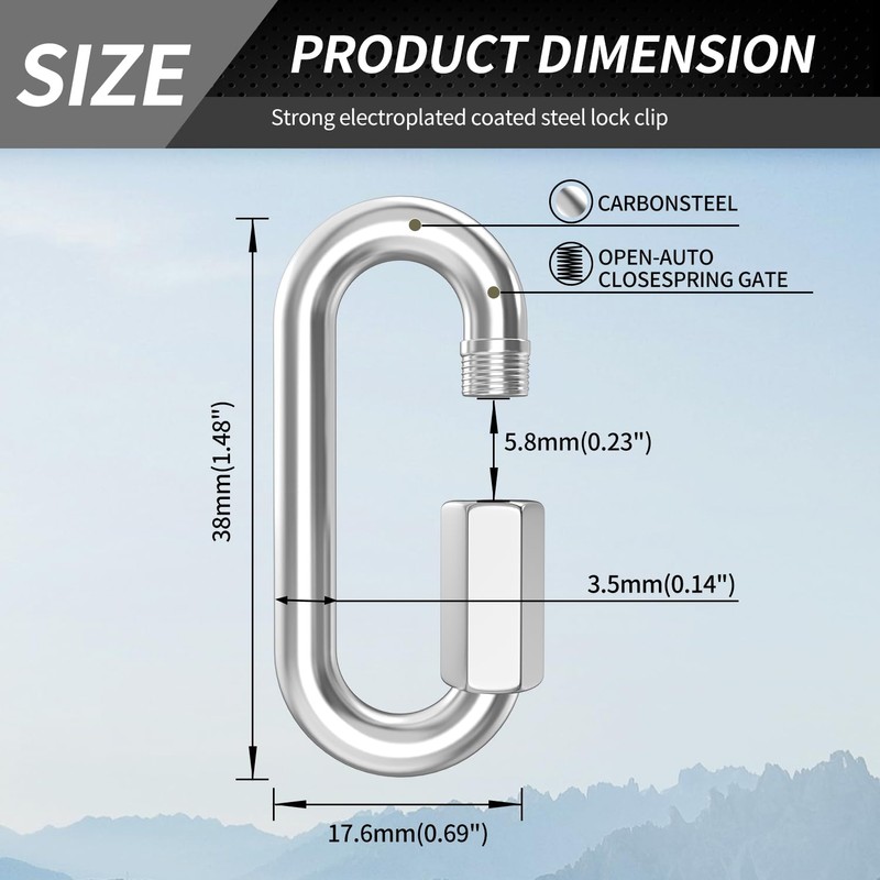 15 Pack Heavy-Duty Chain Hooks Quick Links - 304 Stainless