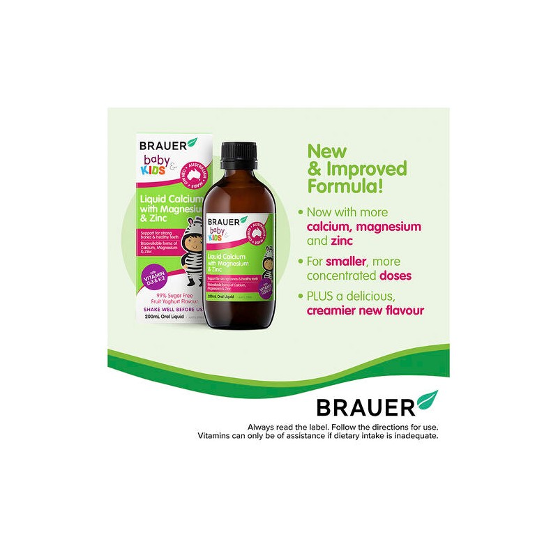Brauer Kids Liquid Calcium with Magnesium & Zinc 200ml