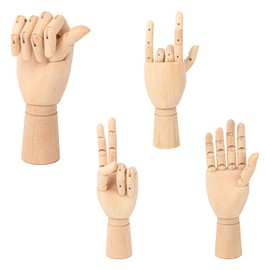 IHDYPPEW 4 Pack 7 Inch Wooden Hand Model, Flexible Left and Right Wood Art Mannequin Wooden Artist Hand Model, Wooden Manikin Hand for Sketching, Painting, Sample Display and Home Decor