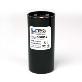 TEMCo 1000-1200 uF MFD CD60 Start Capacitor 110-125V AC Round | 50/60 Hz Motor Start Capacitor for HVAC, Compressor, Pump