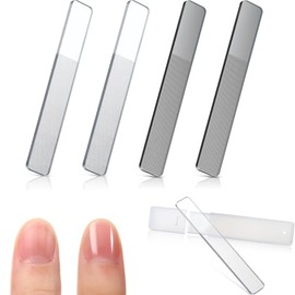 Mudder 4 Pack Glass Nail File and Crystal Shiner Files Kit with Case | Nano Nail Buffer Polisher and Manicure Tools for Natural Nails, Double Sided Et