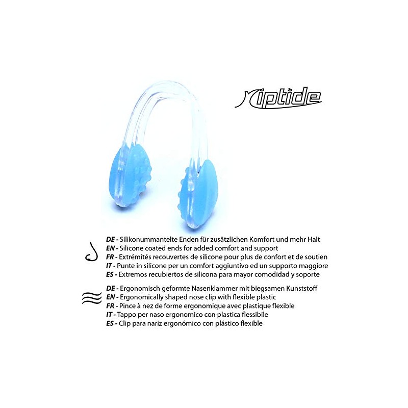 Ergonomic nose clip and earplugs for swimming, diving or snorkeling