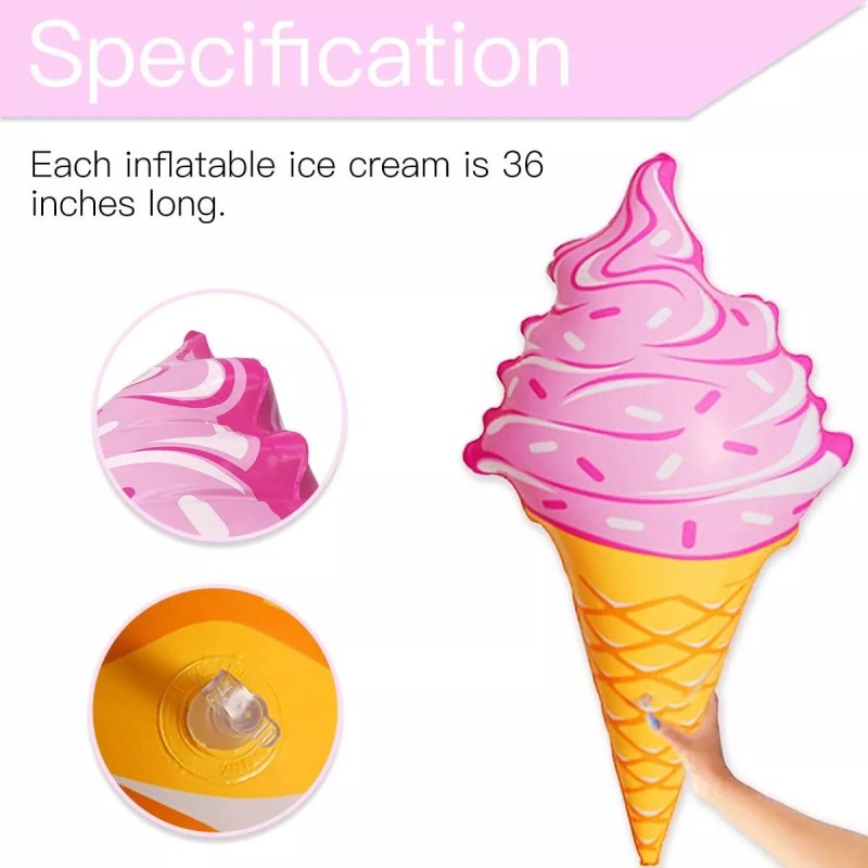 Novelty Place Giant Inflatable Ice Cream Cone Set for Kids