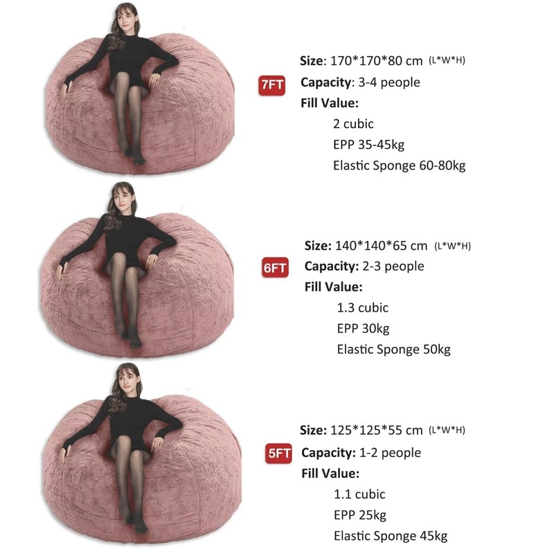 FIEATES Bean Bag Chair for Adults Kids No Filling Comfy