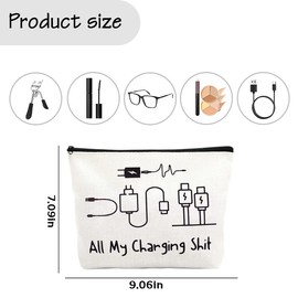 Funny Charging Cable Organiser Bag for Women Men Travel Pouch for Chargers and Cables All My Charging Stuff Bag Portable Organiser Pouch for Travelling Funny Travel Gifts for Son Daughter
