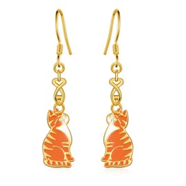 Cat Earrings for Women 925 Sterling Silver Orange Cat Earrings Cat Jewelry Orange Cat Gifts for Women