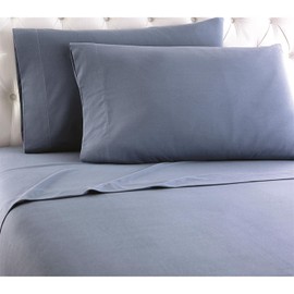 Shavel Home Products Micro Flannel Solid Sheet Set, Twin X-Large, Smokey Mountain Blue