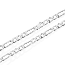 NKlaus Figaro Chain Bracelet 21 cm 925 Sterling Silver 6.00 mm 13 g 5400, Sterling Silver, Without Stone