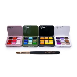 ONE SHOT - 4 PACK BUTTER GEL COLLECTION, Solid nail gel, Cream gel set for nail designs, Includes Brush, 4 palettes with 9 different shades, 0.8 Oz Each Pallete