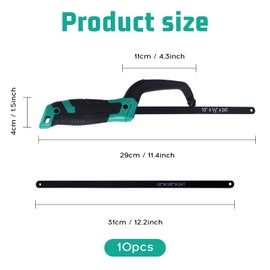 Mini Hacksaw Flexible, Adjustable Mini Metal Saw, Multifunctional Hand Saw, Handheld Hacksaw, Universal Metal Hacksaw, Small Hack Saw with10 Saw Blades for Plastic PVC Pipe Tile and Wood Cutting