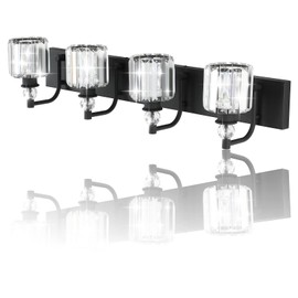 Ralbay Black Crystal Vanity Light Fixtures 4 Light Crystal Bathroom Vanity Lights Fixtures Over Mirror Modern Matte Black Bath Wall Lights