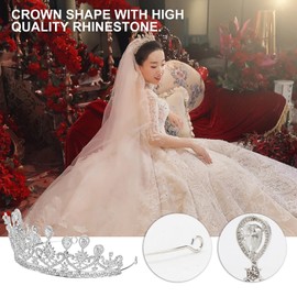 VALICLUD Rhinestone Crystal Crown Bridal Crown Wedding Tiara Hair Accessories for Wedding Competition Birthday Prom (Golden), silver