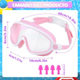 Gafas de Natación para Niños,2 Pcs Anteojos de Natación para Niños con Tapón La Oídos y Clip La Nariz,Swim Goggles Ajustable de Silicona,Protección UV,Sin Fugas,Antivaho Anteojos