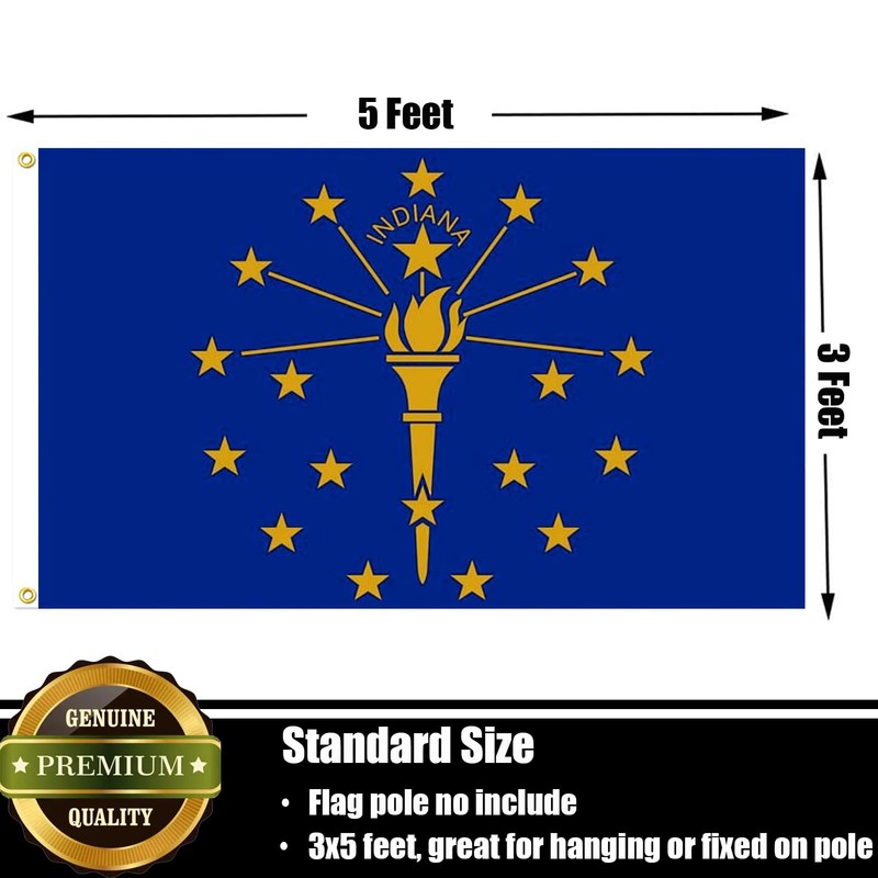Nuibers Indiana Flag 3x5 FT Sturdy for Outside, Heavy Duty