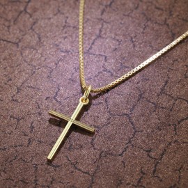 trendor Cross Pendant Gold 333 with Gold-Plated Necklace Gift Idea Made of Real Gold for Boys and Girls 08496, Gold