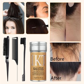 Hair Wax Stick, Black Edge Brush, Hair Wax Stick for Flyaway, Slick Back Hair Brush for Smooth, Teasing Brush for Add Volume, Rat Tail Combs for Parting