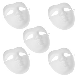HOMOCONO Blank - 5pcs Full V-Shape Paper Mache Unpainted Plain Costume Mask Ideal for DIY