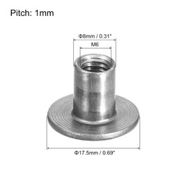 sourcing map M6 T-Nuts, 24pcs Carbon Steel Tee Nuts, Round Base Weld Nuts 12mm Height Through Hole Flange Insert Female Thread Plate Nuts
