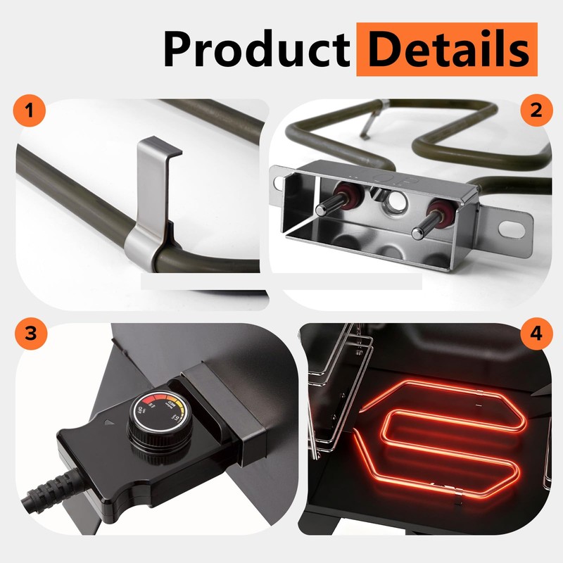 1650W Electric Smoker Heating Element Adjustable Thermostat Controller
