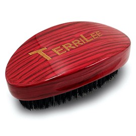 Premium Handle Wave Brush for Men 360 - Medium Hard Curved 360 Wave Hair Brushs - Made with Nature Beech & Nylon Boar Bristle Men's Hair Brush For Black Men 360 (Red Long Handle)