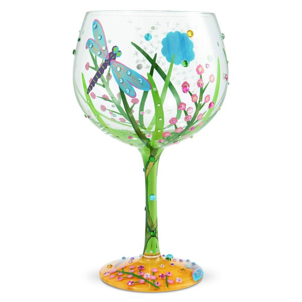 Enesco Designs by Lolita Dragonfly Copa de Balon Gin Cocktail Glass, 1 Count (Pack of 1), Multicolor