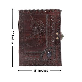 OVERDOSE Drache mit Stein geprägtes Tagebuch Notizbuch | Handgemachtes antikes Stein-Tagebuch Reise Geschenk Männer Frauen Tagebuch Leder Skizzenbuch Zeichnung Größe 5x7 I 12x17 cm